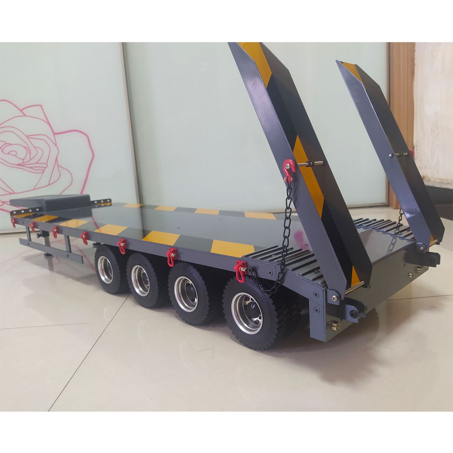 1/14 Metal Semi-trailer 4-Axle Trailer for 1/14 RC Tractor Truck