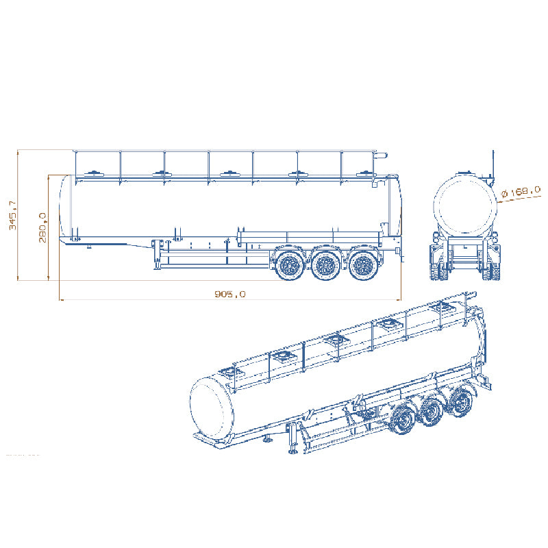 LESU Metal 40Feet Oil Tank Gas-tanker Semi Trailer 1/14 RC Tractor Truck Model