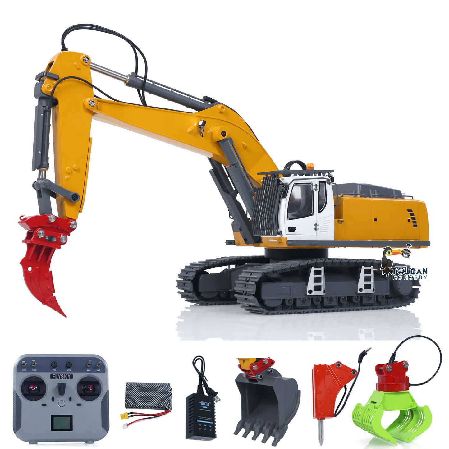 1/18 Kabolite 5901 100S Electric Lifting RC Excavator Flysky Remote Control Digger Engineering Vehicle Electric Ripper Hammer