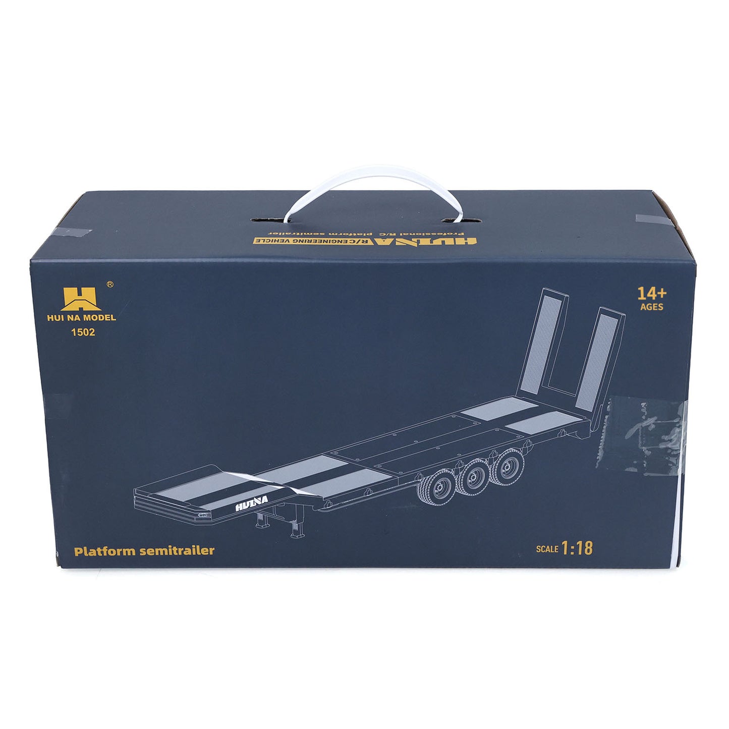 Fast Shipping 73.5CM Plastic Semi Trailer Flatbed 1502 for 1/18 Remote Control Tractor Truck HUINA 1501 Electronic Support Legs Tail Board