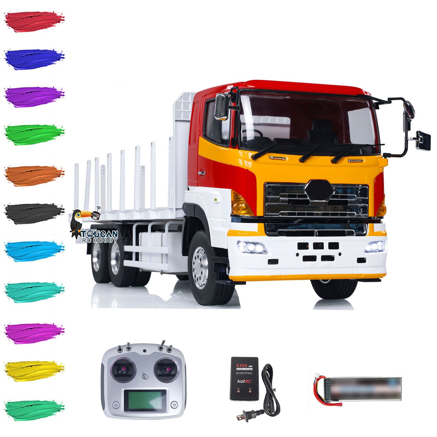 LESU 6x4 1/14 RC Camion forestier RTR Camion à plateau Remorque Voiture