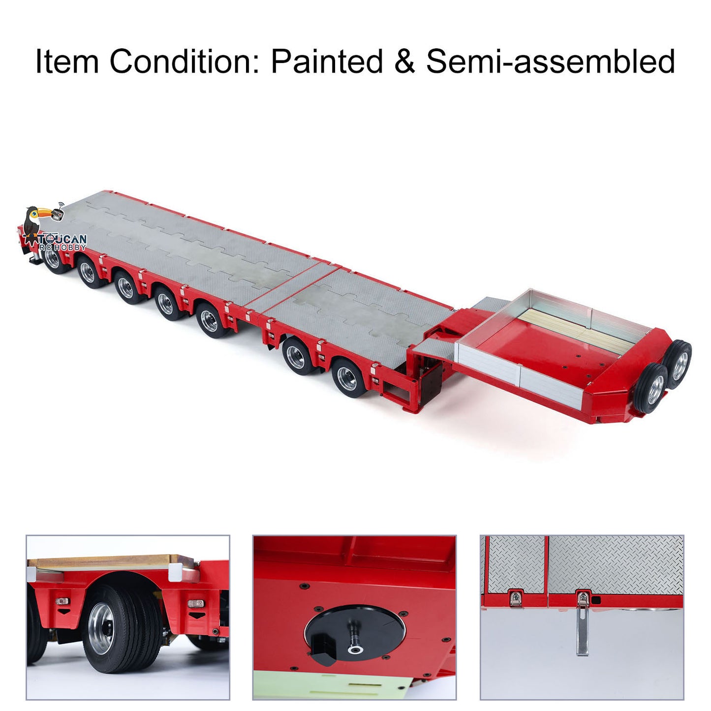 1/14 2+5 Axles RC Metal Heavy Trailer Lowboy Trailer For TAMIYA LESU RC Tractor Truck Radio Controlled Lorry Excavator Loader