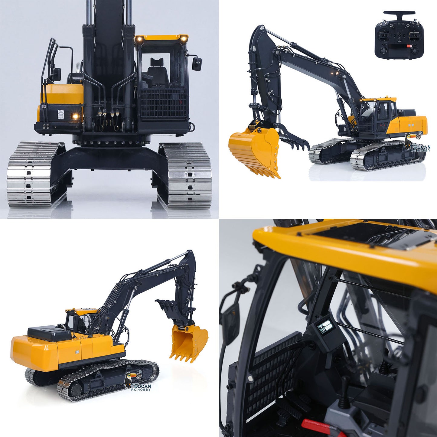 Super Frog 3 Pumps E400 Pro 6CH Valve Thumb Type 1/14 RC Hydraulic Excavator Metal Digger Frsky X14 Radio Sound