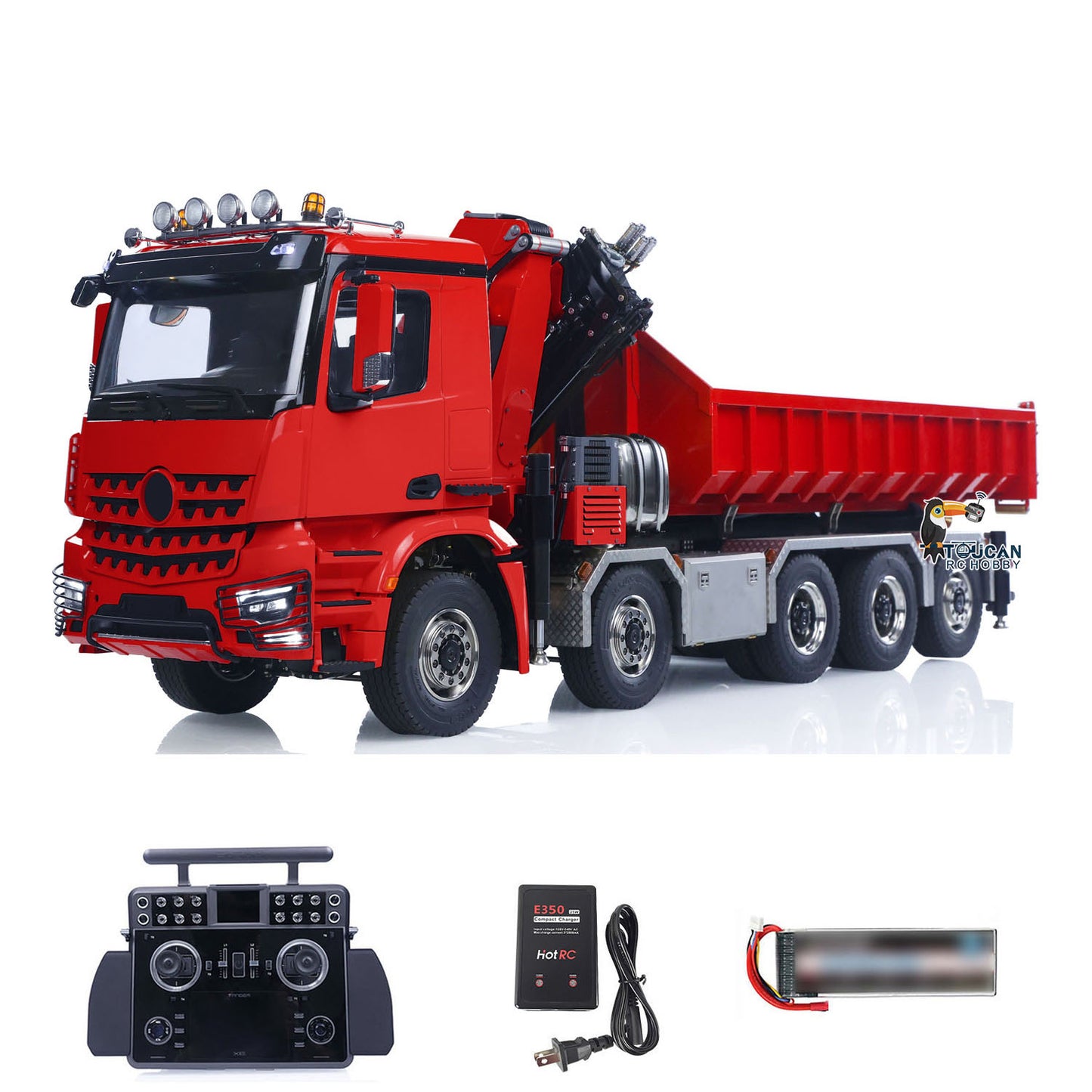 10x10 1/14 RC Hydraulic Crane Truck Full Dumper RTR XRLite Radio