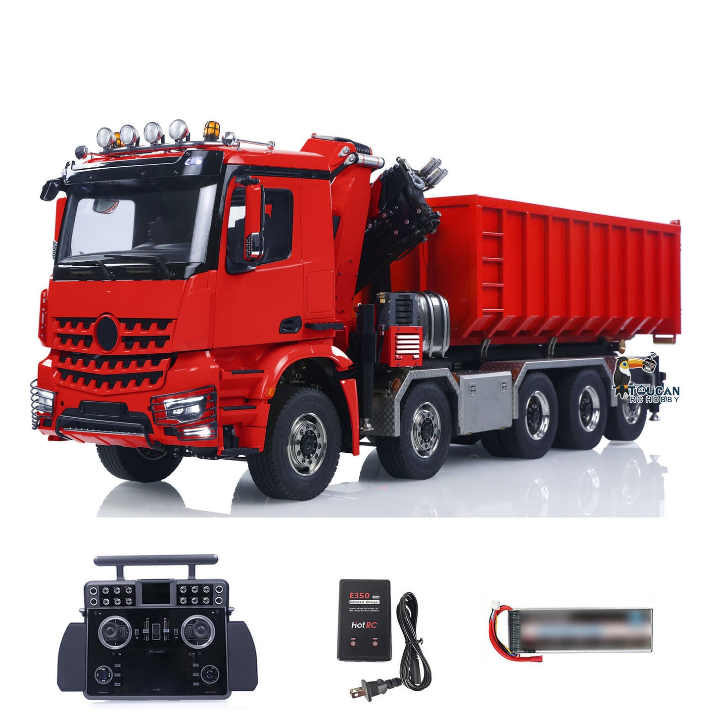 10x10 1/14 RC Hydraulic Crane Truck Full Dumper RTR XRLite Radio