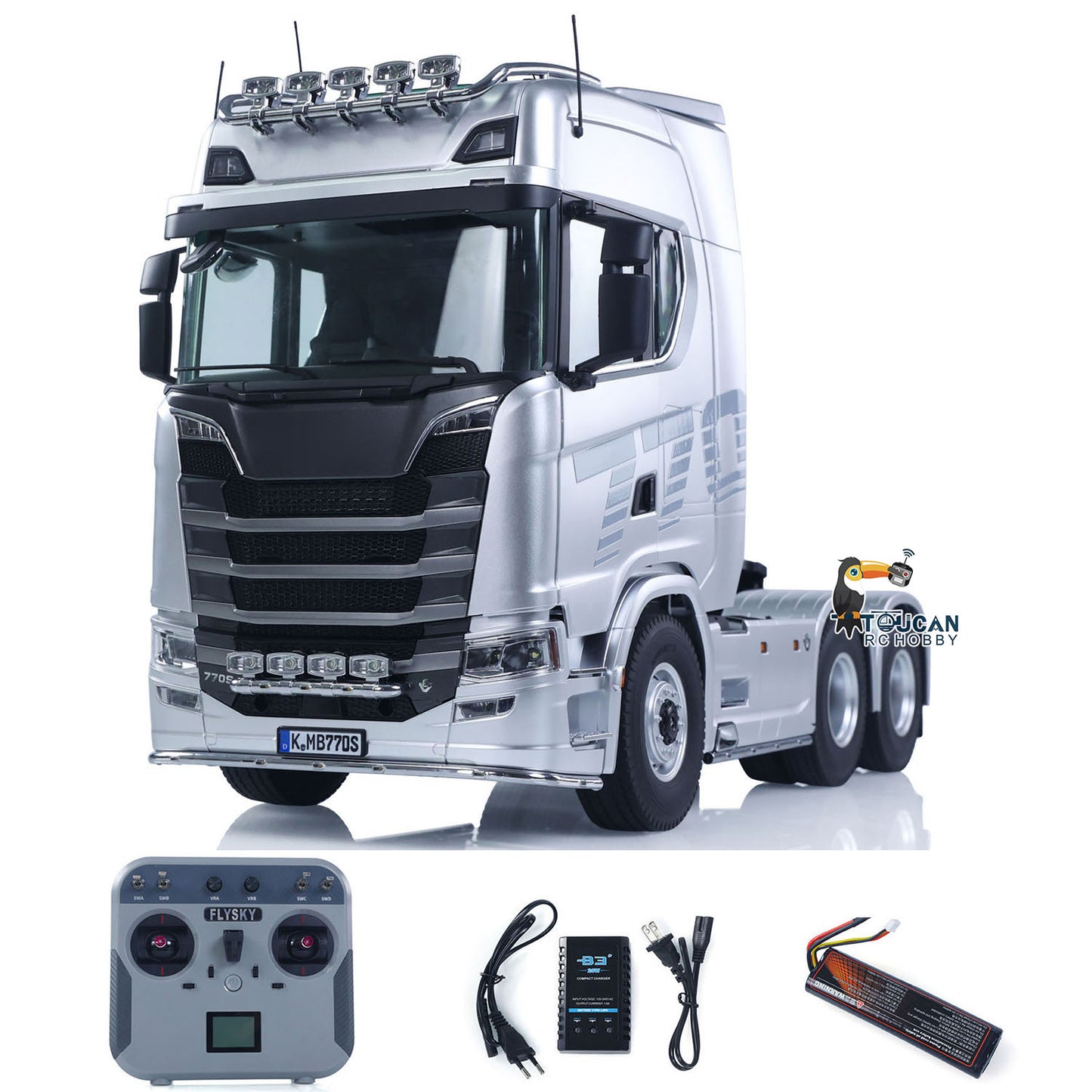 KABOLITE 1/14 770S RC Tractor Truck 6x6 Remote Control Lorry Car 2Speed Gearbox Differential Lock Battery Radio RTR Model