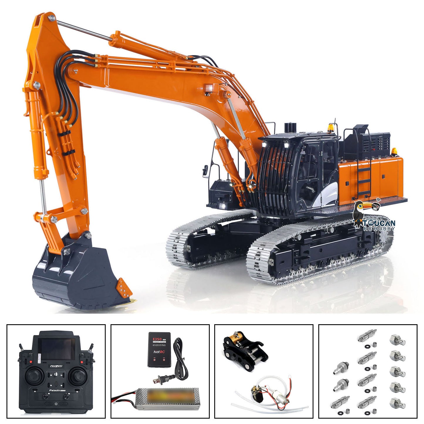 90% Metal LESU 1/14 RC Hydraulic Excavator Aoue ZX490 RTR 2Arms Heavy Digger Model PL18EV Lite Light Sound Smoke