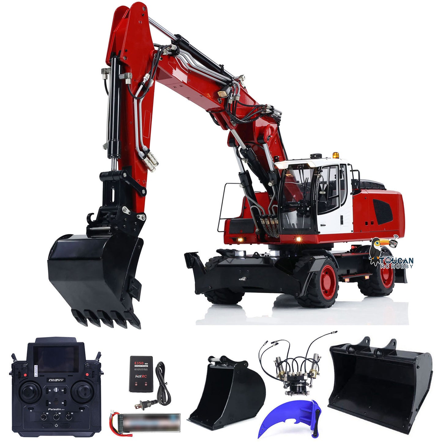 1/14 946-3 RC-Hydraulikbagger mit Rädern RC Digger PL18EV Sender Schwenkbarer Eimer