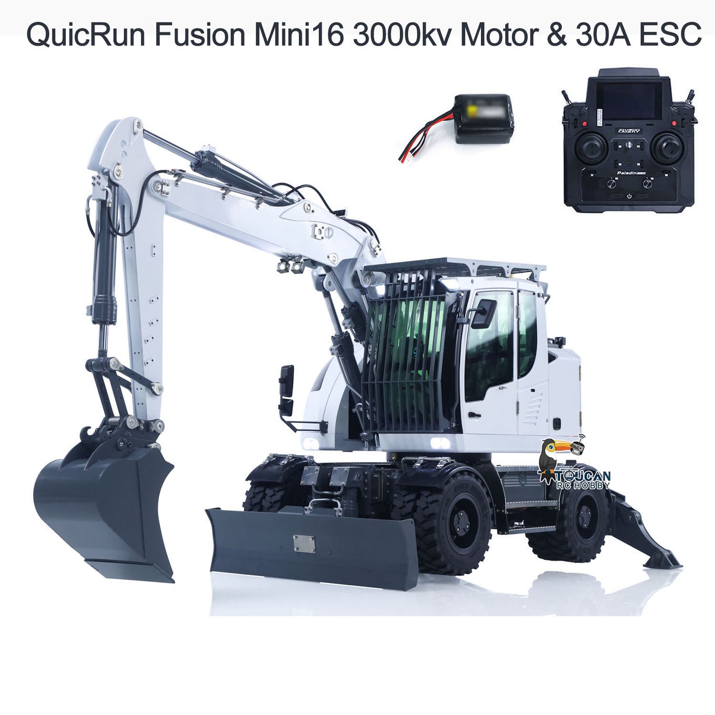 1:14 RC Hydraulic Wheeled Excavator LR914 8-ways Valve 4x4 Digger Engineering Vehicle RTR Axle Lock Upgrade Brushless Motor ESC