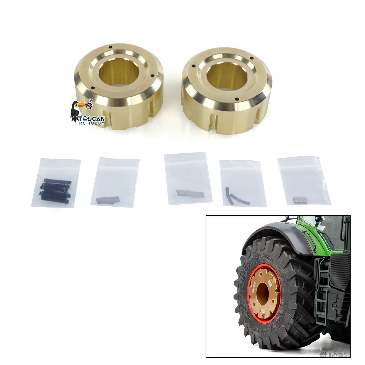 Pre-Order Aluminum Alloy & Brass Front Weight Increasing Module Rear Counterweight for LESU 1/14 Hydraulic RC Tractor AOUE 1050 Farm Truck DIY