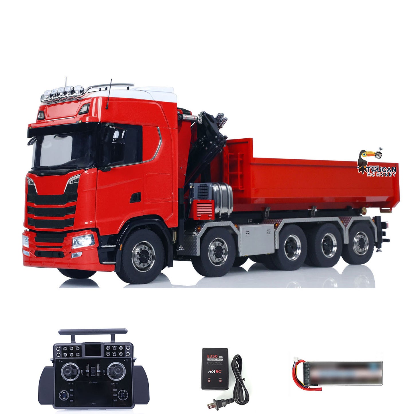 SA770S 1/14 RC Camion à benne basculante à grue hydraulique 10X10 Voiture à benne basculante complète radiocommandée
