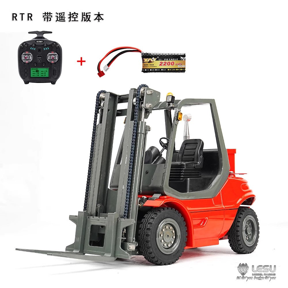 Metal LESU 1/14 RC Hydraulic Forklift A0002 Remote Control Fork Lift Truck Transfer Car Light Sound Finished Model 2CH Valve