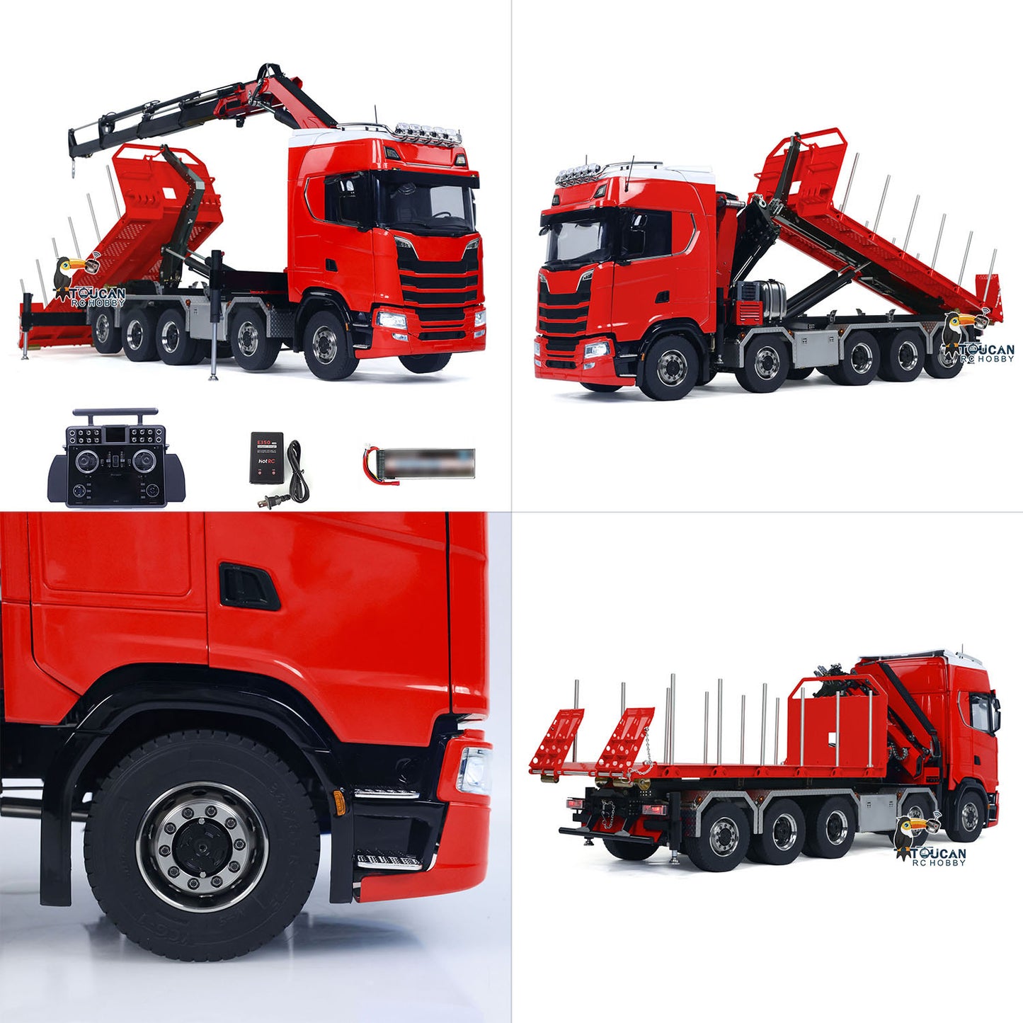 770S 1/14 RC Flatbed Timber 10x10 Metal Hydraulic Crane Radio Control Dump Truck