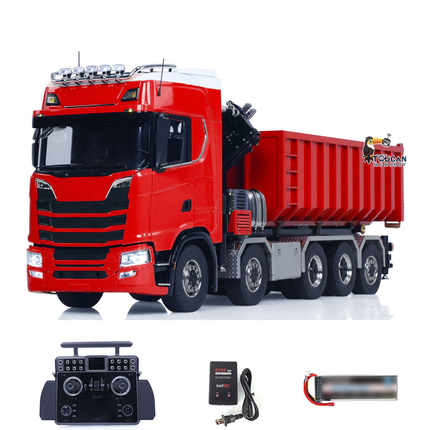 10x10 Metal Chassis 1:14 Hydraulic Crane RC Dumper 770S RTR Full Dump Truck Car