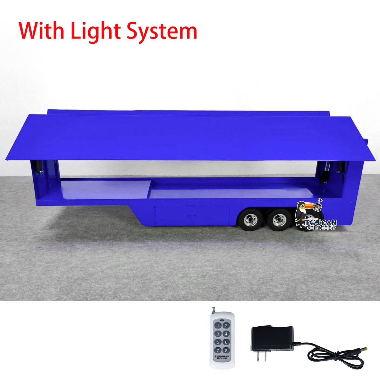 Véhicules de scène mobiles télécommandés 1:14 RC Camion remorque Roadshow avec lumières