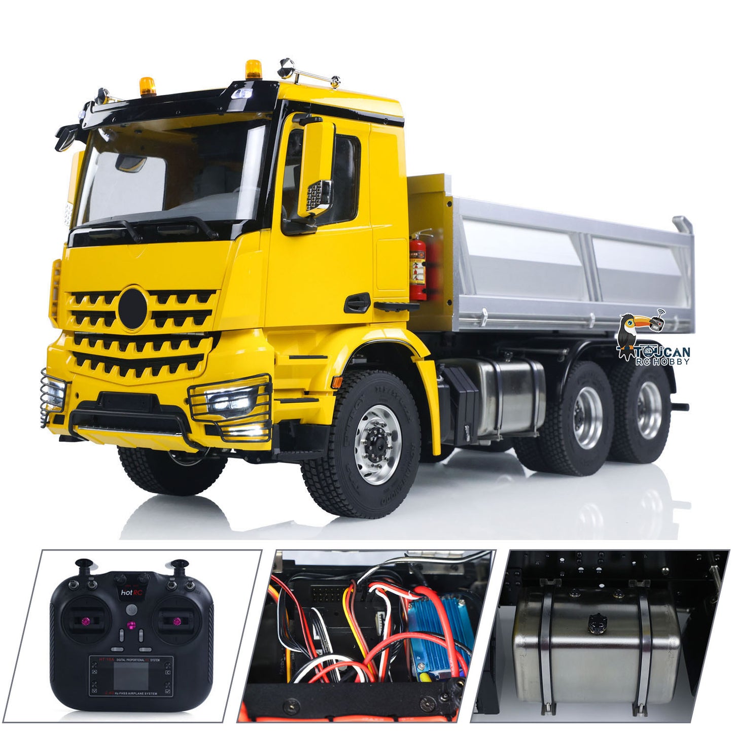 6x6 1/14 RC Hydraulic Dump Truck 3348 2025 Tipper Metal Axles Gearbox Suspension Bucket Oil Tank Light Sound