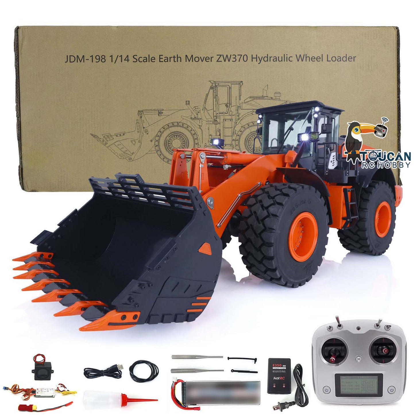 JDM-198 1/14 Metal Hydraulic RC Loader ZW370 With 201 New Sound System