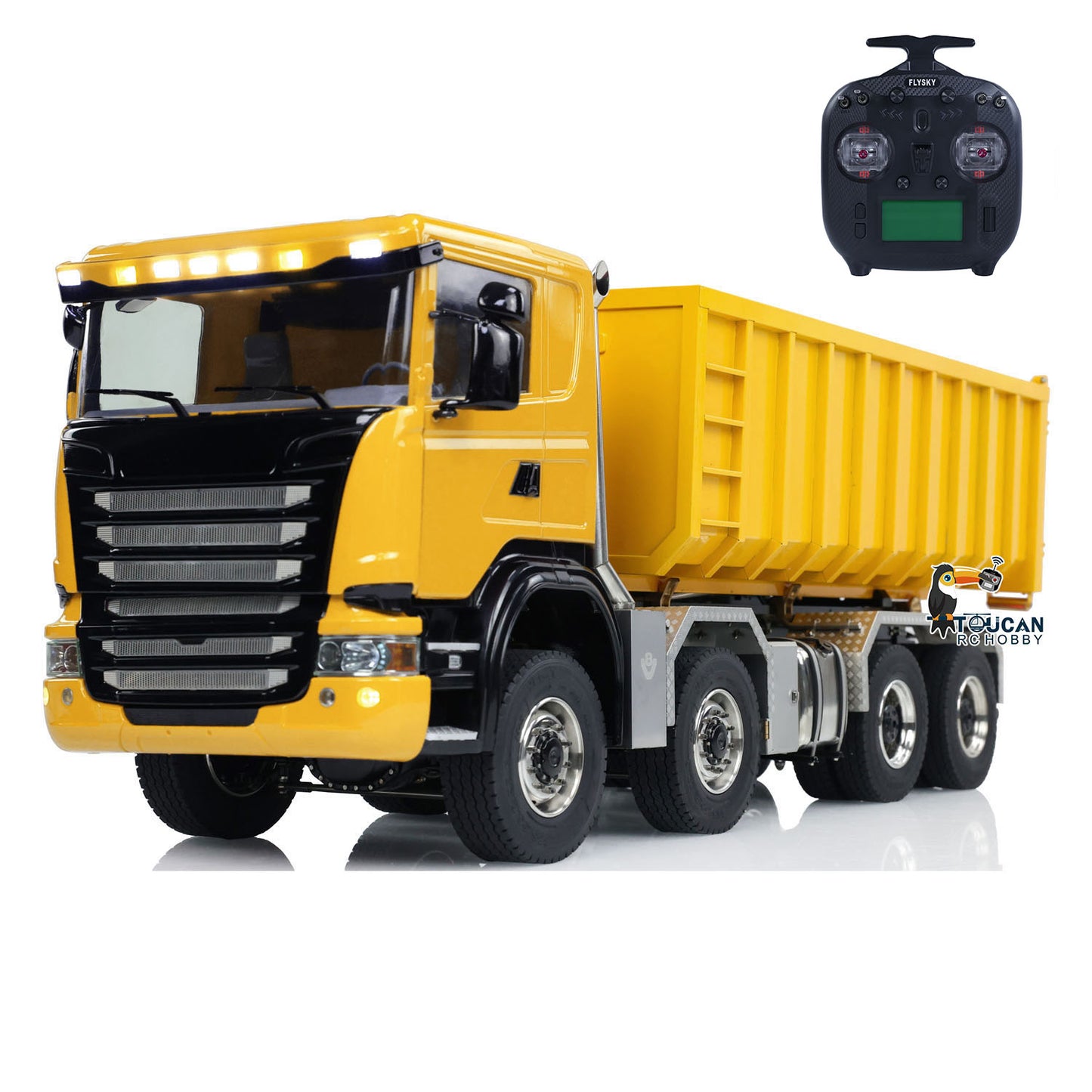 1:14 8x8 RC Hydraulic Dumper Metal Roll-on Full Truck With Trash High Bucket