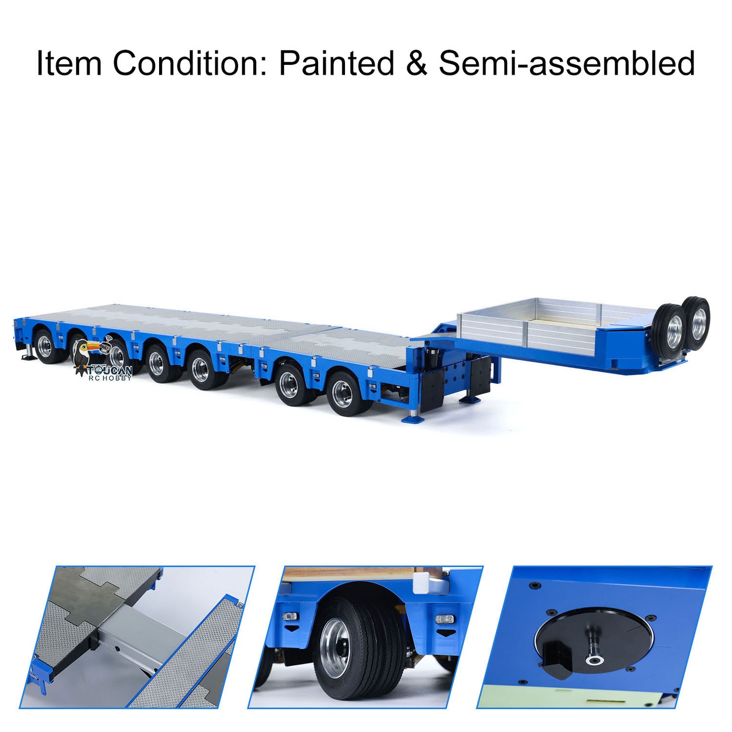 1/14 2+5 Axles RC Metal Heavy Trailer Lowboy Trailer For TAMIYA LESU RC Tractor Truck Radio Controlled Lorry Excavator Loader