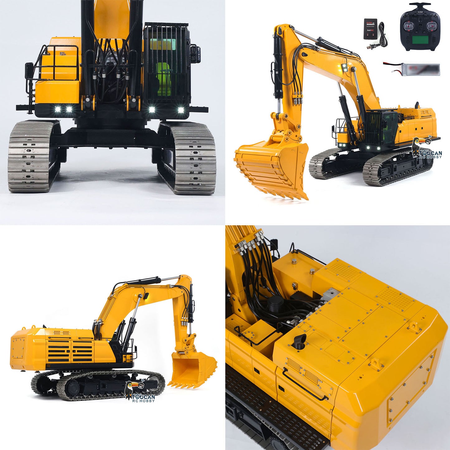 55KG Metal 1/14 RC Hydraulic Excavator 395F Digger Dual Pump RTR Heavy Machine Flysky ST8 Radio Battery 6CH Valve