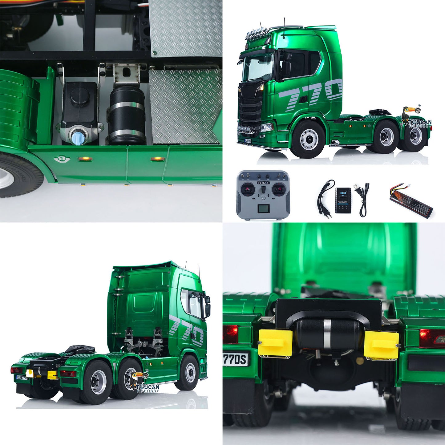 KABOLITE 1/14 770S RC Tractor Truck 6x6 Remote Control Lorry Car 2Speed Gearbox Differential Lock Battery Radio RTR Model