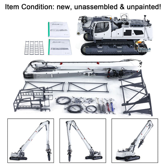 IN STOCK LESU Metal 1/14 RC Full Hydraulic Excavator LR960 KIT DIY Digger with Demolition or Digging Arm