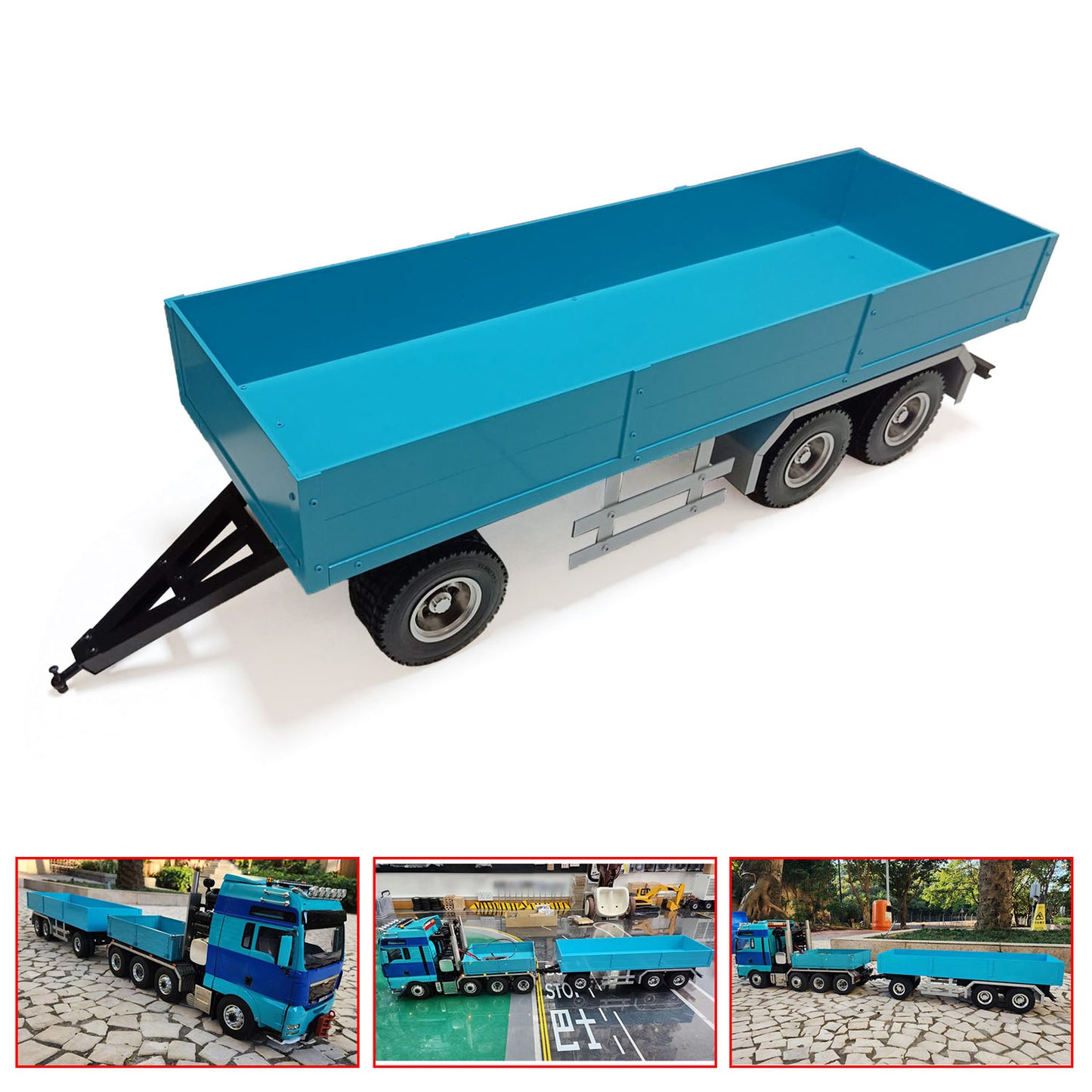 1/14 Metal 3 Axles Full Trailer for RC Tractor Truck