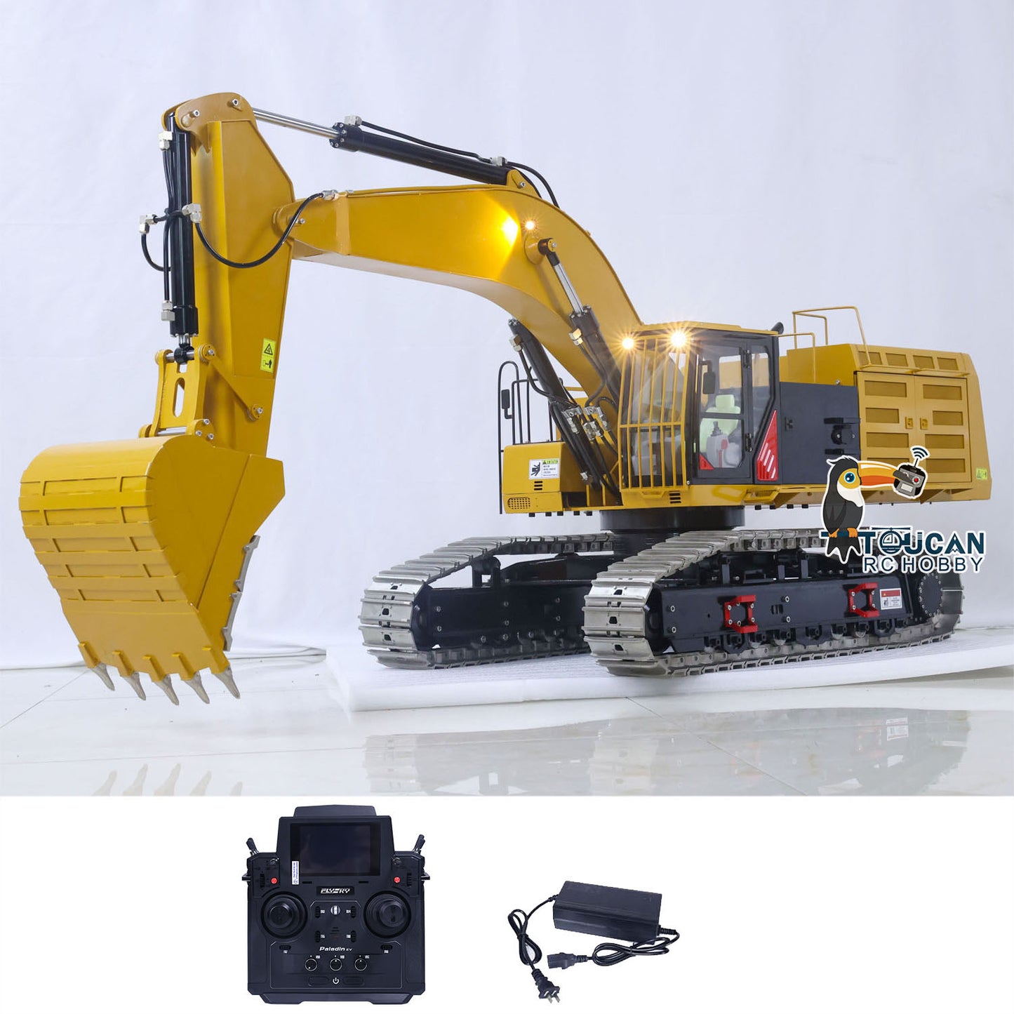 EN STOCK Métal 1/8 390F RC Excavatrice hydraulique Pelle Cisaille Ciseaux Grab Godet Ripper Coupleur à dégagement rapide