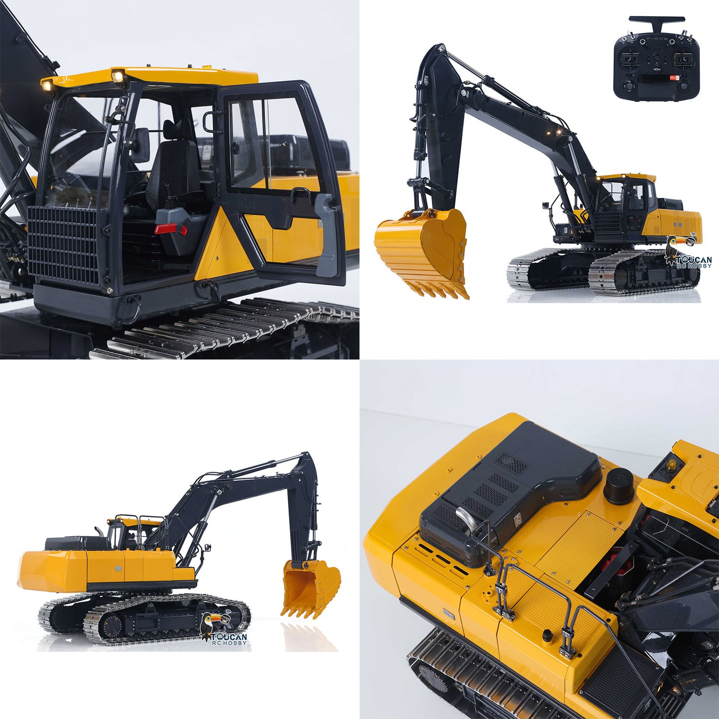 Super Frog Metal 1/14 RC Hydraulic Excavator E400 Standard Type Digger Model 3 Pumps 4CH Valve Frsky X14 Radio