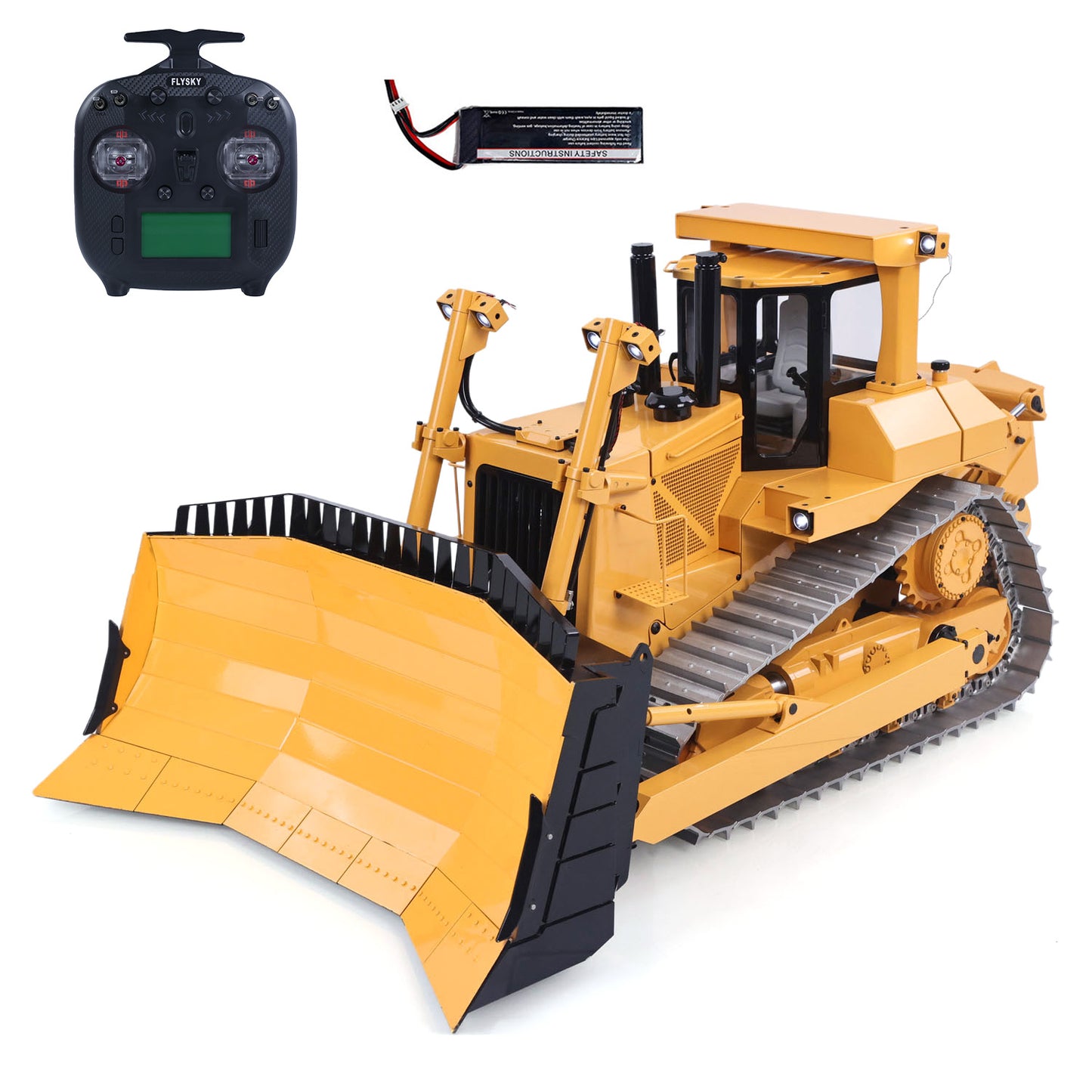 1/14 Metal RC Hydraulic Bulldozer DXR2 Light System Openable Door Remote Control Construction Vehicle JDM-98 Ultra Flysky Radio