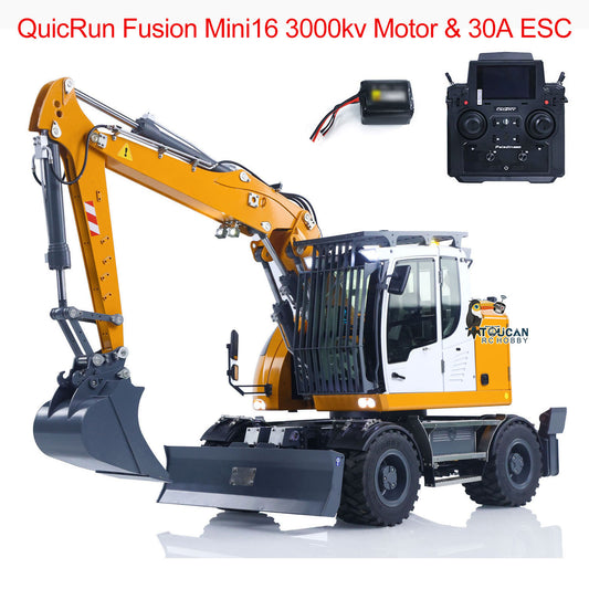 1:14 RC Hydraulic Wheeled Excavator LR914 8-ways Valve 4x4 Digger Engineering Vehicle RTR Axle Lock Upgrade Brushless Motor ESC