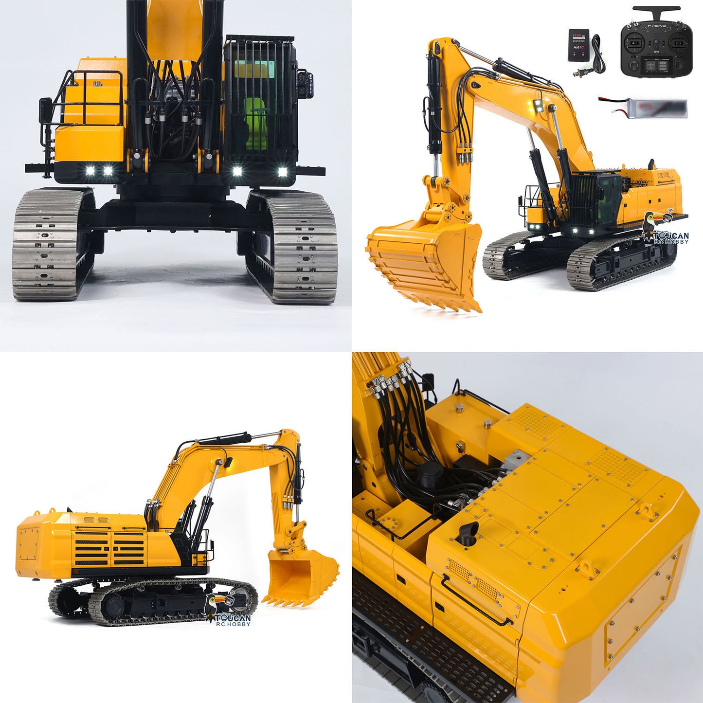 Heavy Machine 1/14 RC Hydraulic Excavator 395F Metal Digger RTR Model Car 1.0L Dual Pump Frsky X14 Radio Battery