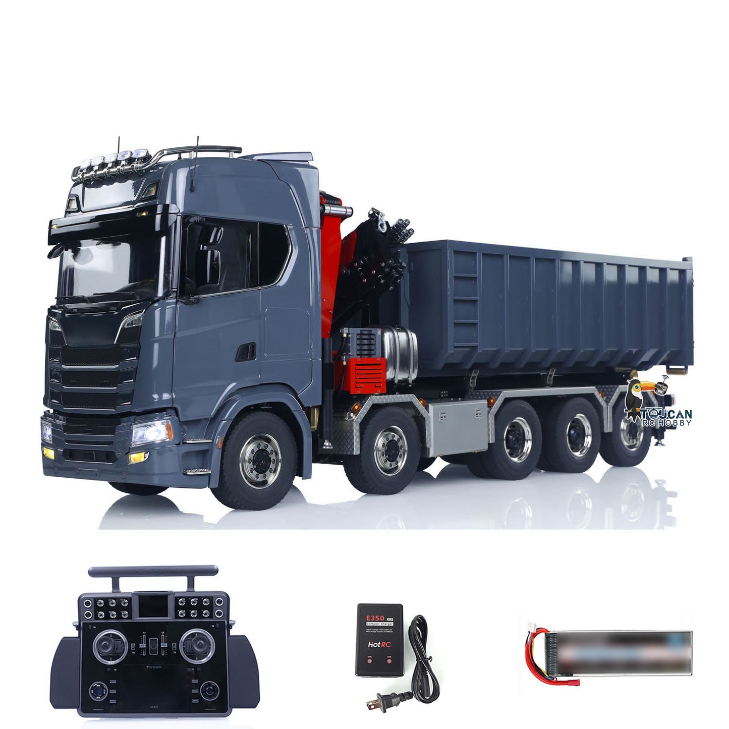 1/14 RC Hydraulic Full Dump Truck Crane 770S Metal 10x10 Roll on off Tipper 3Speed RTR Model Car Frsky XE Radio