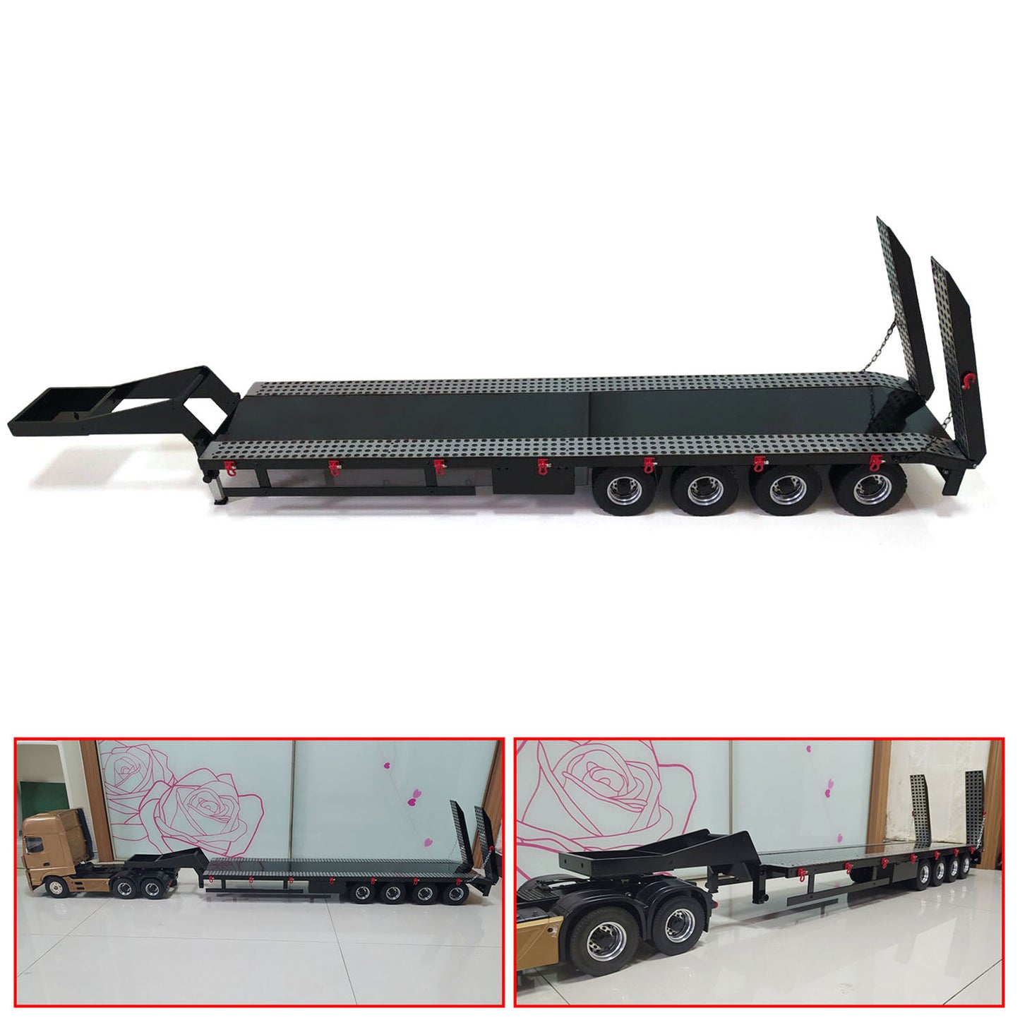 1/14 4 Axles Gooseneck Semi-trailer Trailer for RC Tractor Truck