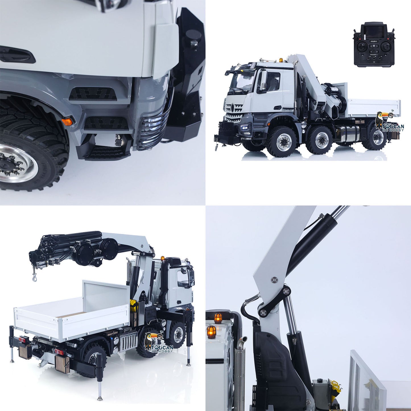 4151 AK Metal 1/14 RC Tractor Truck with Hydraulic Crane Fly Jib Arm Bucket 6*6 Remote Control Farm Car 3Speed Model Lorry Sound