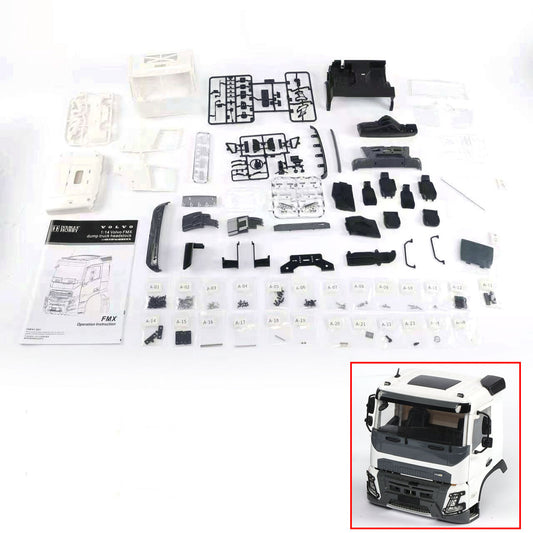 KIT de coque de cabine Double E S021 Volvo FMX pour camion à benne basculante hydraulique RC 1/14