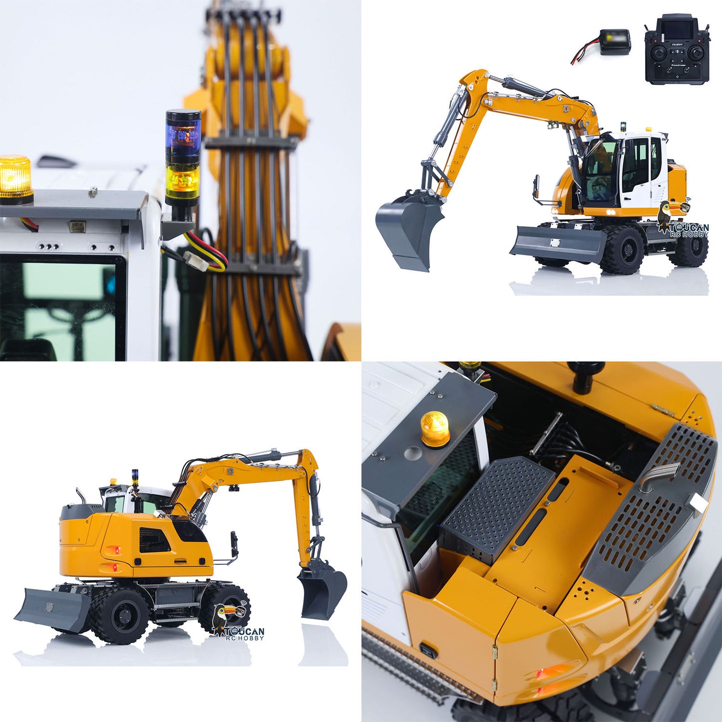 1/14 RC Hydraulic Wheeled Excavator LR914 8-ways Valve RTR Metal Remote Control 4*4 Digger Model Axle Lock Flysky PL18EV Lite