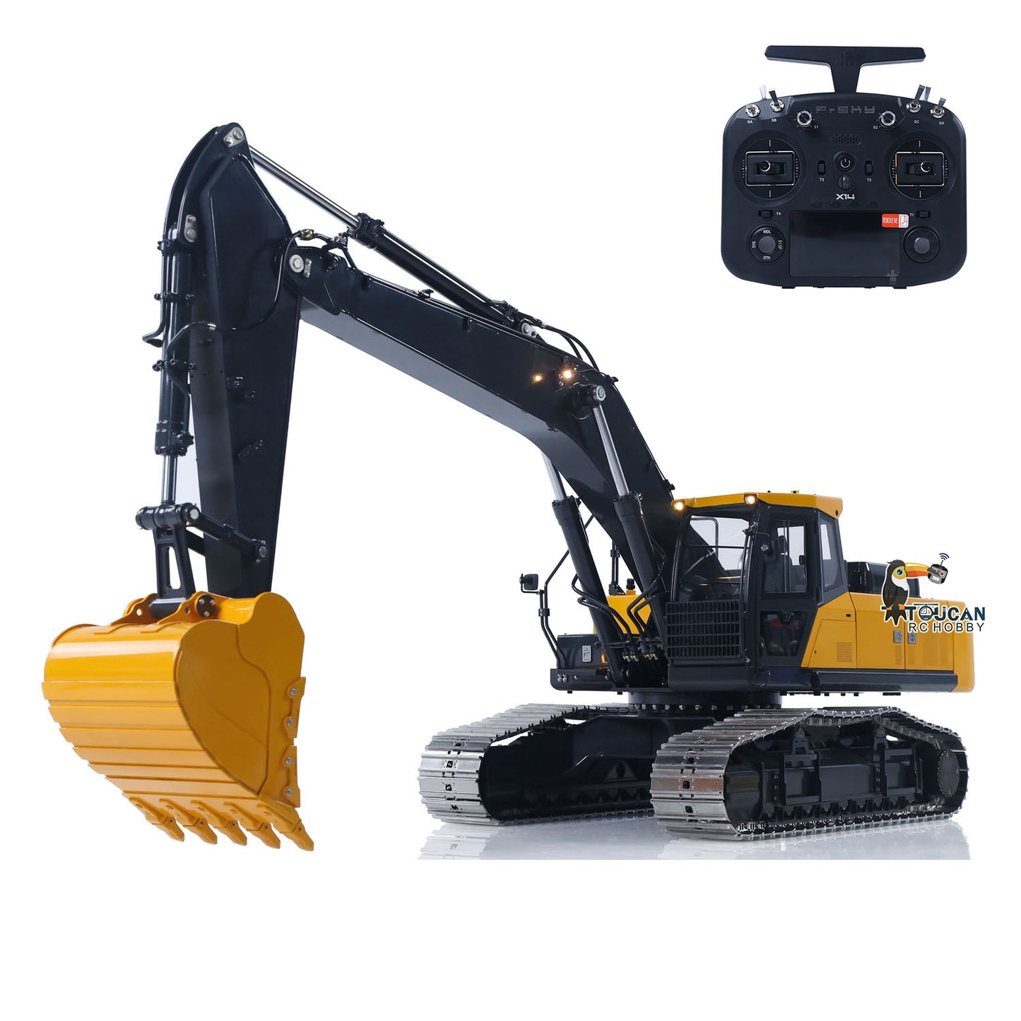 Super Frog Metal 1/14 RC Hydraulic Excavator E400 Standard Type Digger Model 3 Pumps 4CH Valve Frsky X14 Radio