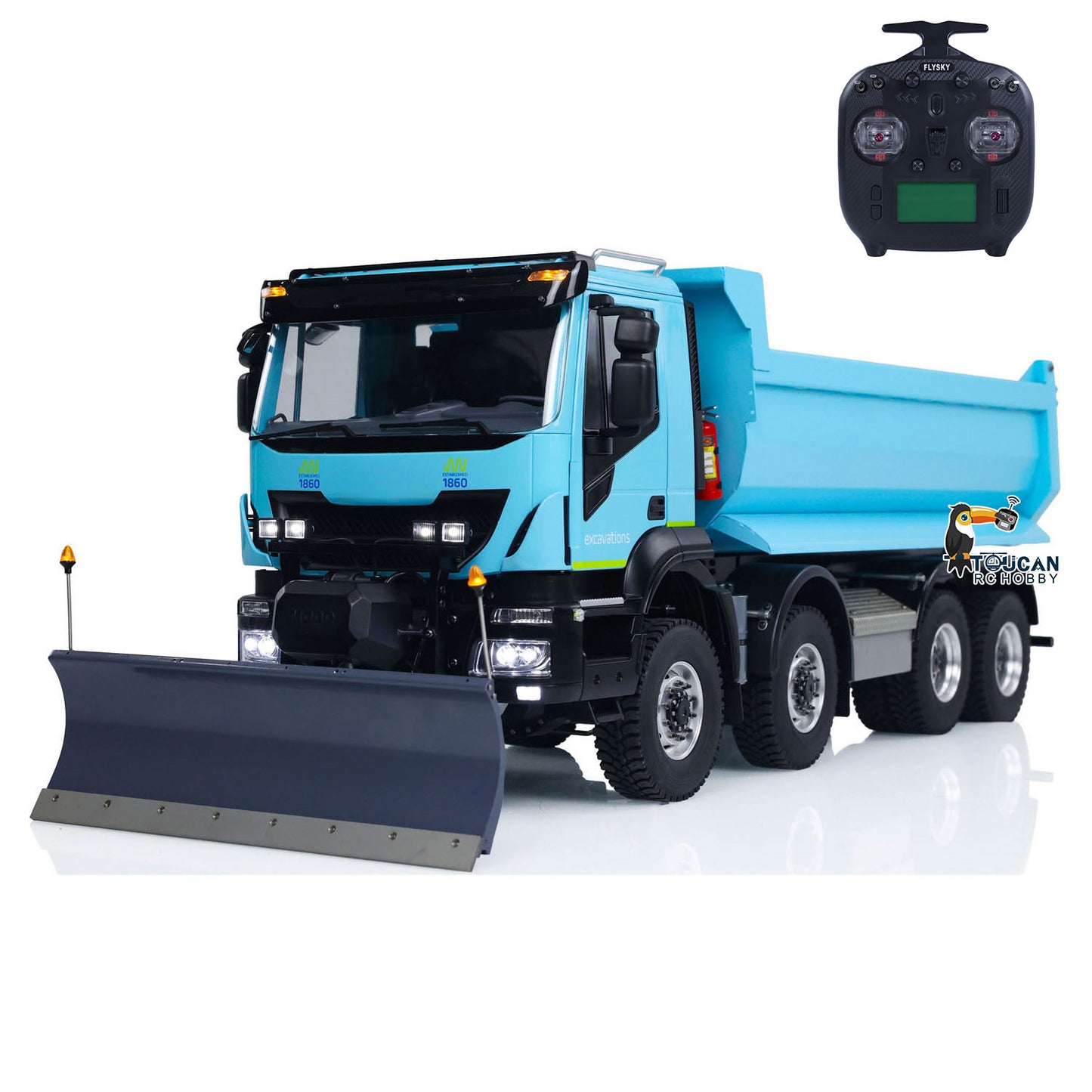 Camion à benne basculante hydraulique RC en métal 1/14 8x8 RC Voiture à benne basculante Lame à neige
