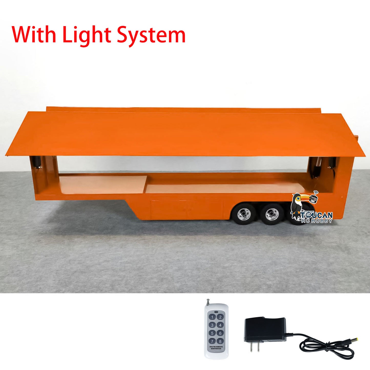 Véhicules de scène mobiles télécommandés 1:14 RC Camion remorque Roadshow avec lumières