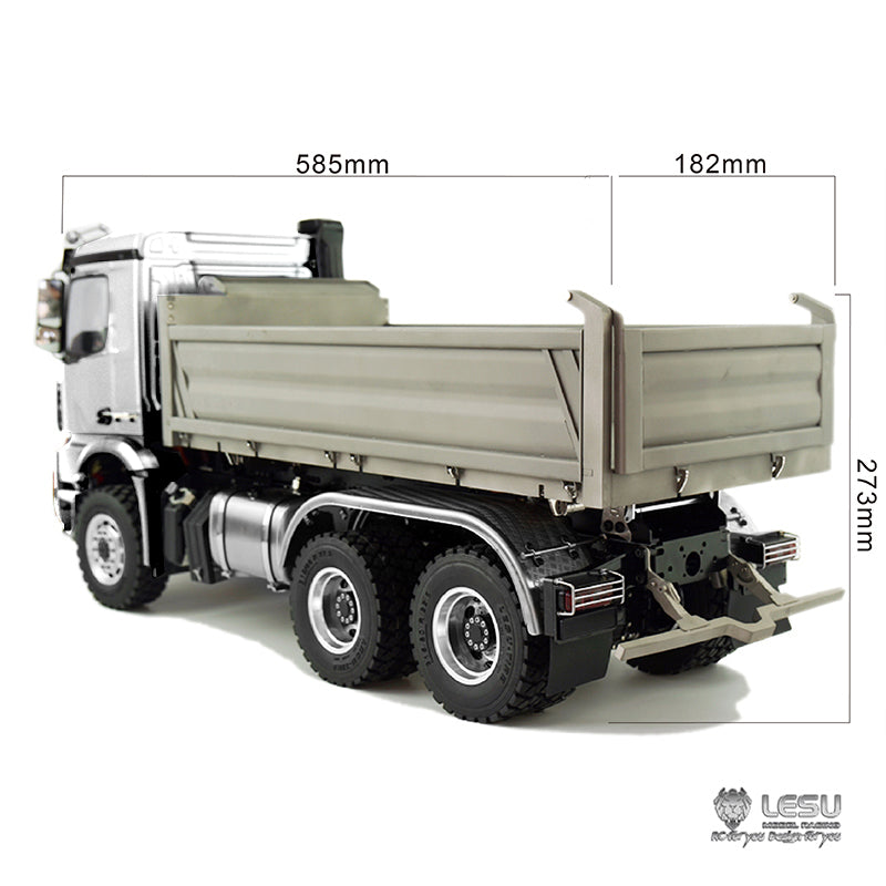 LESU 1/14 6x6 3 essieux métal hydraulique trois voies RC camion benne basculante A0009