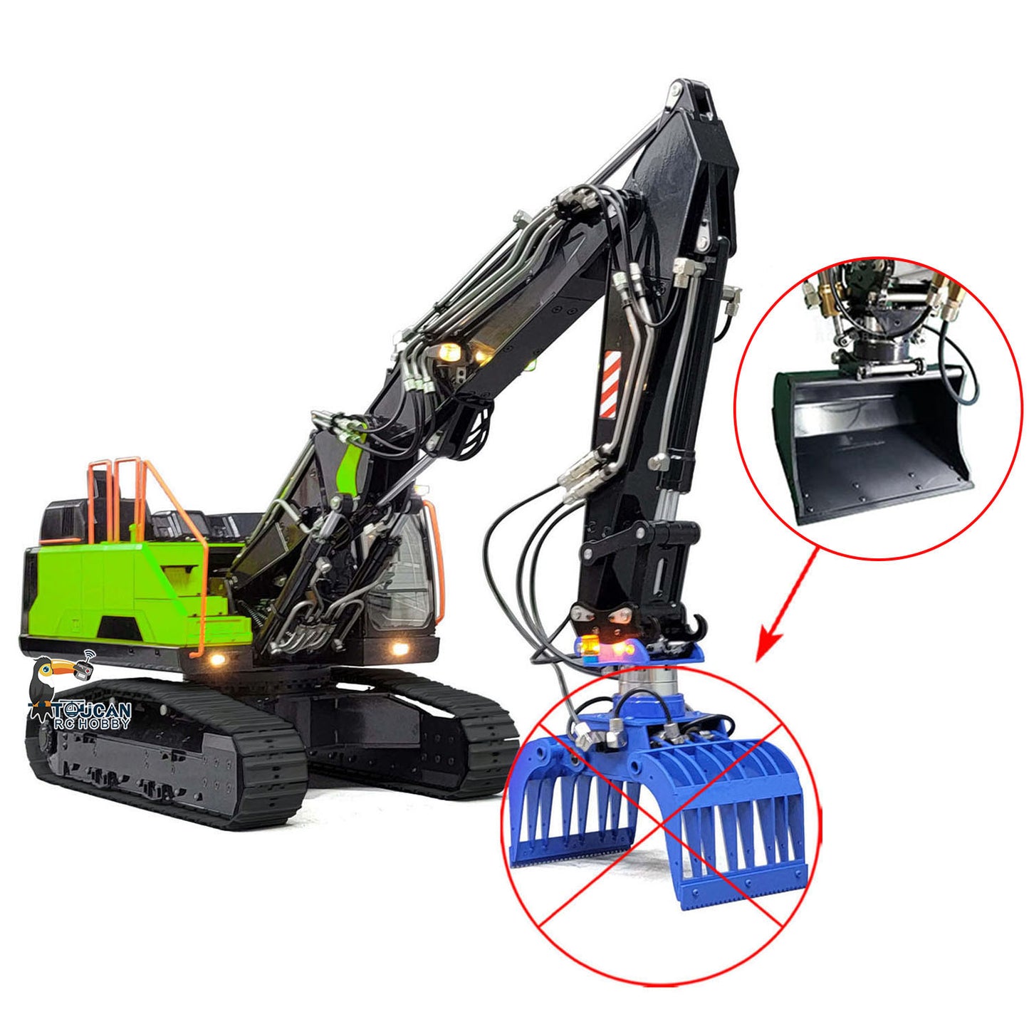 Excavatrice télécommandée à chenilles hydrauliques 3 bras EC380 1:14
