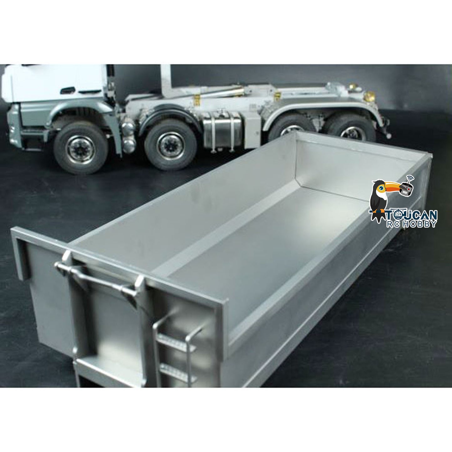Metal U-shaped Short Bucket for 1/14 10x10 8x8 RC Roll On/Off Hydraulic Dumper Truck