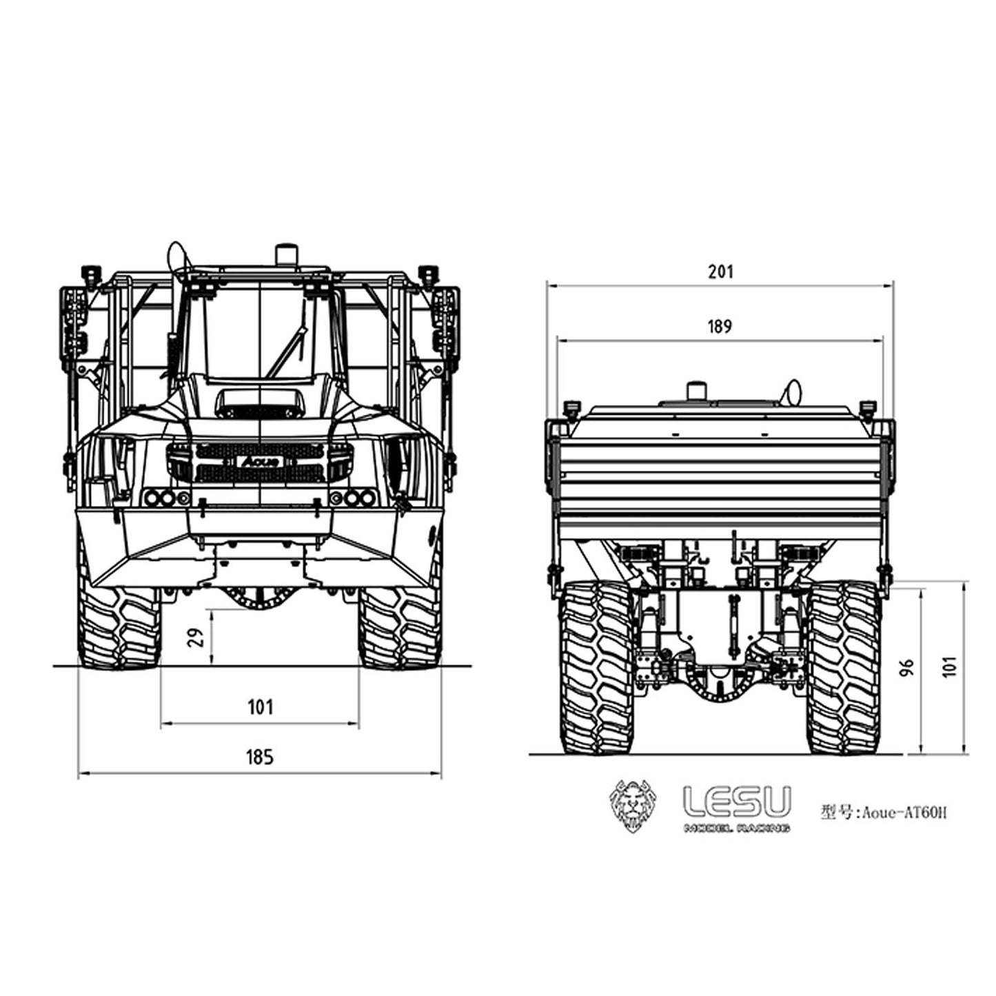 LESU 1/16 RC Hydraulischer Gelenk-LKW Metall AT60H 6x6