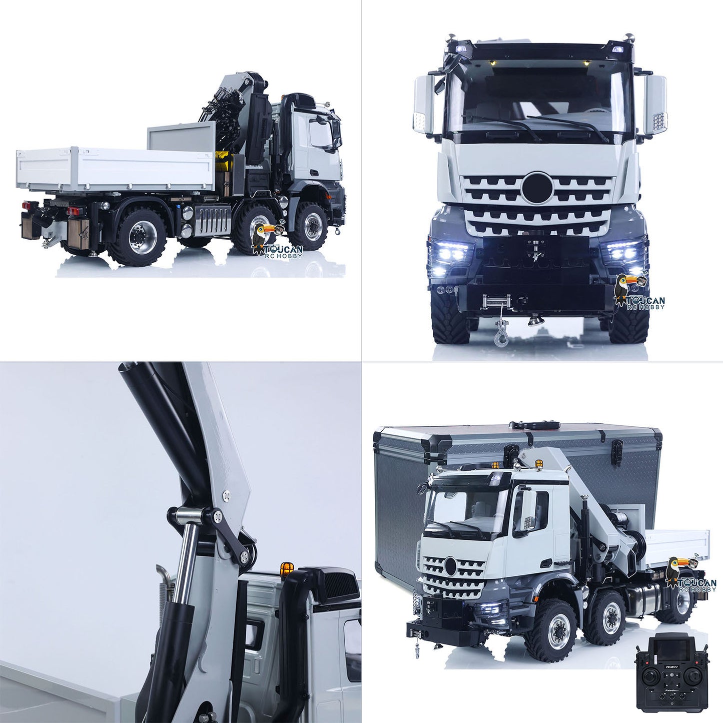 4151 AK Metal 1/14 RC Tractor Truck with Hydraulic Crane Fly Jib Arm Bucket 6*6 Remote Control Farm Car 3Speed Model Lorry Sound