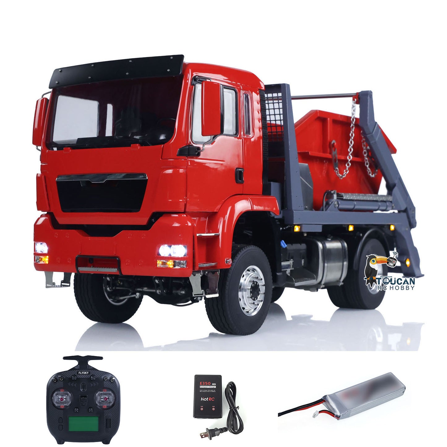 LESU Metal 1/14 RC Hydraulic Swing Arm Garbage Dump Truck 4X4 RTR TGS Light Sound ST8 Radio Battery