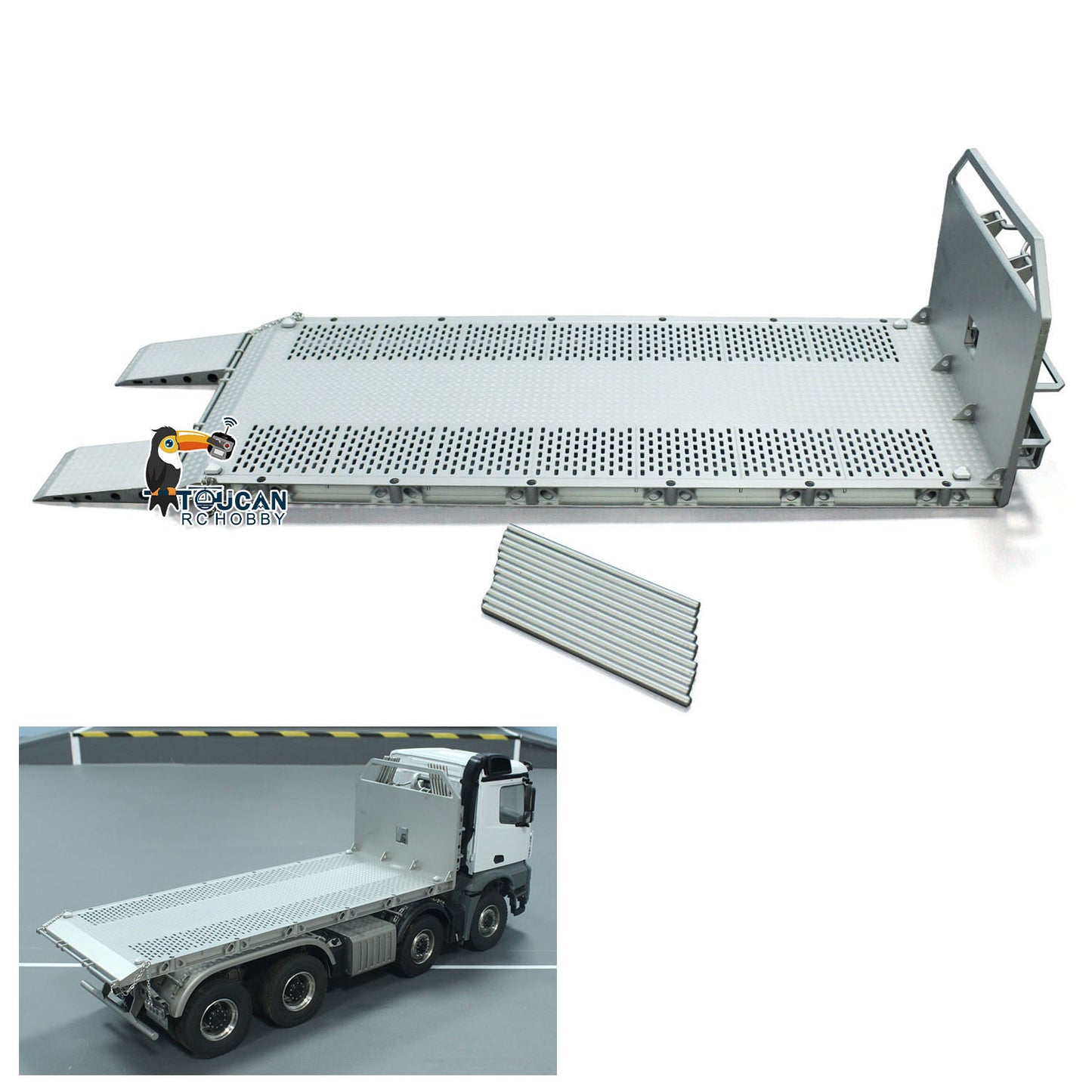 Metal Timber Flatbed for 1/14 10x10 8x8 RC Roll On/Off Hydraulic Dumper Truck