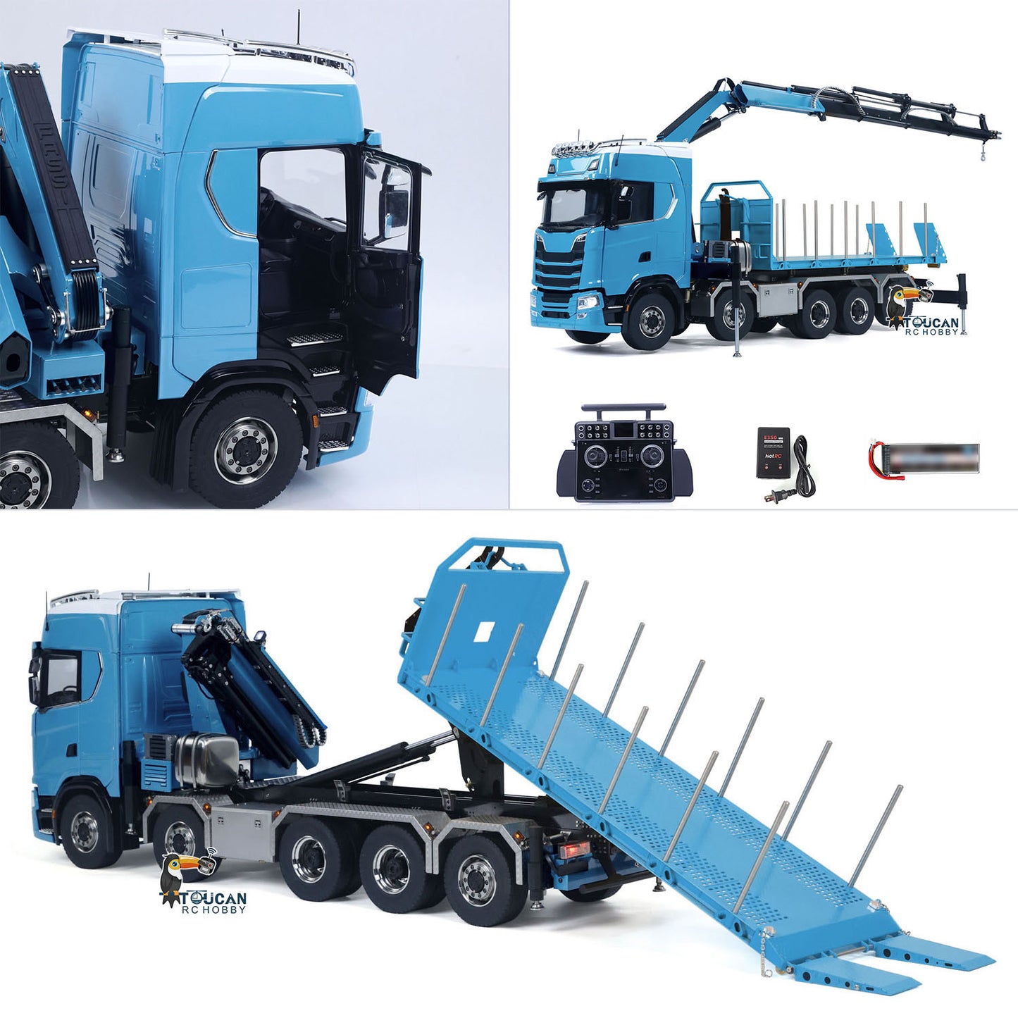 770S 1/14 RC Flatbed Timber 10x10 Metal Hydraulic Crane Radio Control Dump Truck