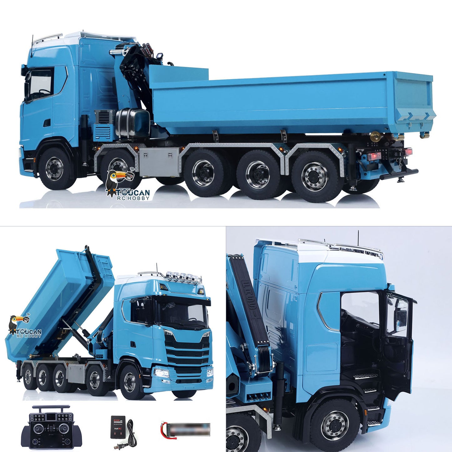 SA770S 1/14 RC Camion à benne basculante à grue hydraulique 10X10 Voiture à benne basculante complète radiocommandée