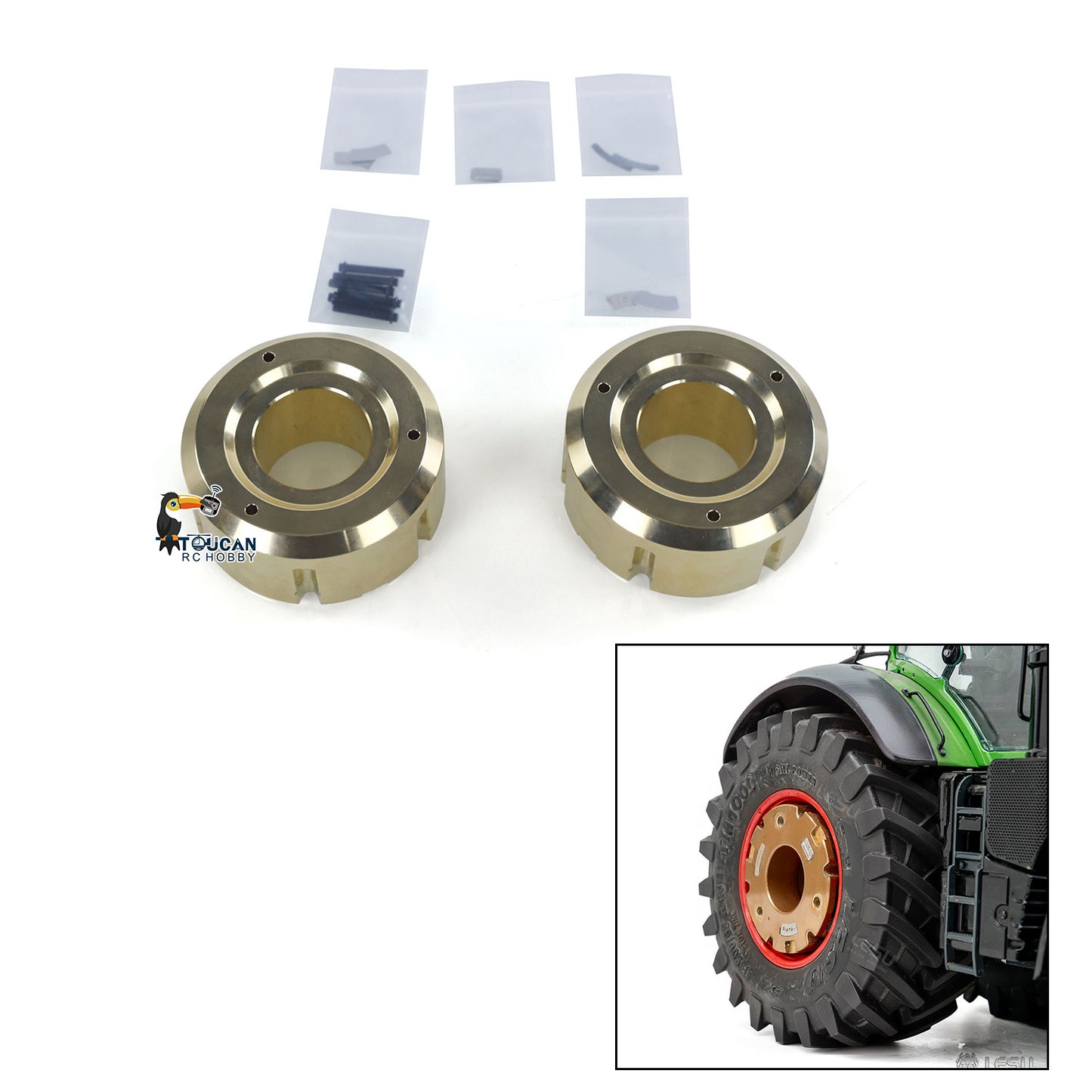 Pre-Order Aluminum Alloy & Brass Front Weight Increasing Module Rear Counterweight for LESU 1/14 Hydraulic RC Tractor AOUE 1050 Farm Truck DIY